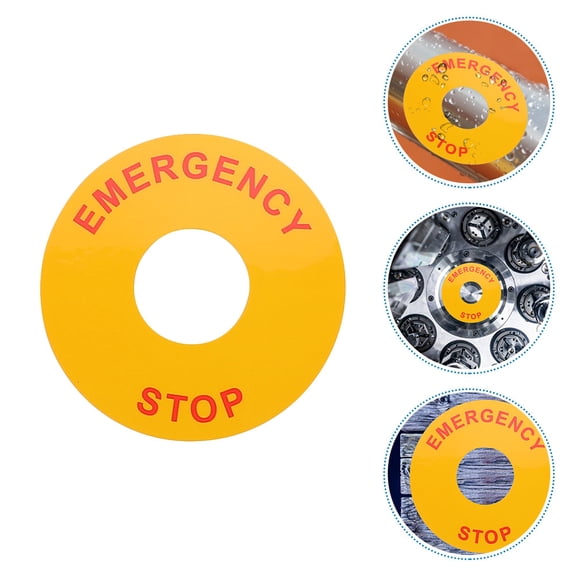 LOLIPPYY 6Pcs Emergency Stop Warning Signs for Machinery Yellow Peel and Stick Safety Decals