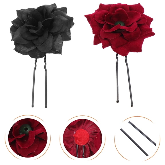 LOLIPPYY 6-Pack Flower Hair Pins in Assorted Colors, Elegant Bridal Wedding Hair Accessories for Updo Styles