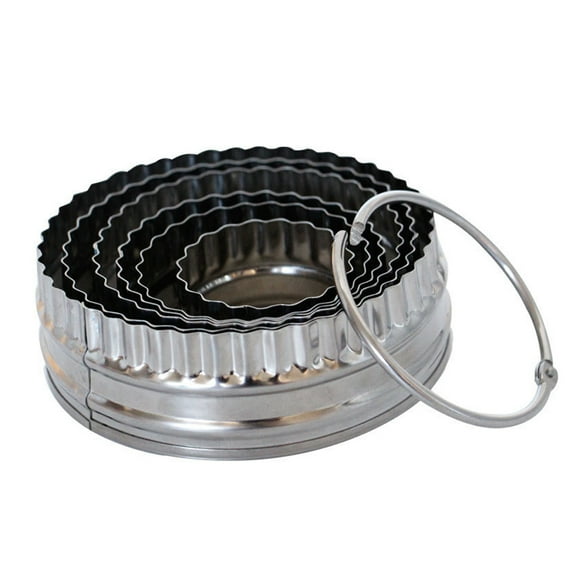 LOLIPPYY 6Pcs Fluted and Smooth Edge Round Cookie Cutters Stainless Steel Baking Set