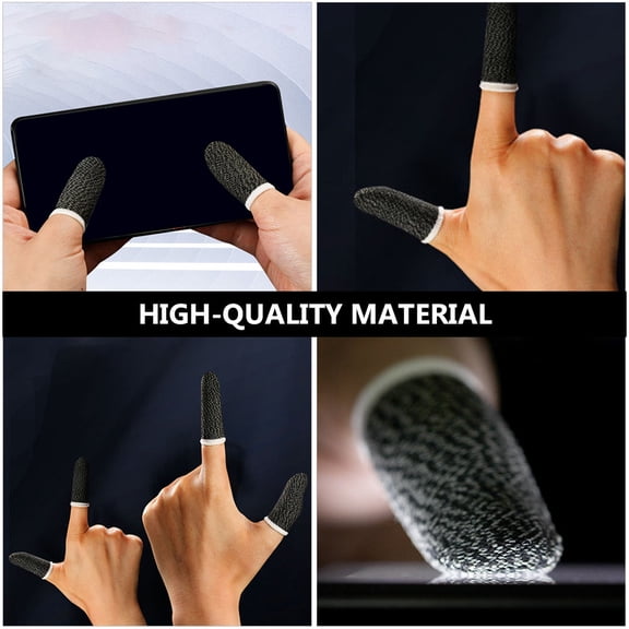 LOLIPPYY 6Pcs Game Finger Sleeves Black Elastic Breathable Finger Cots for Mobile Gaming