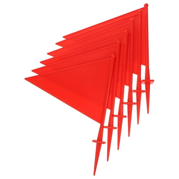 LOLIPPYY 6Pcs Garden Flag Stake Red ABS Triangle Marking Flags for Outdoor Projects
