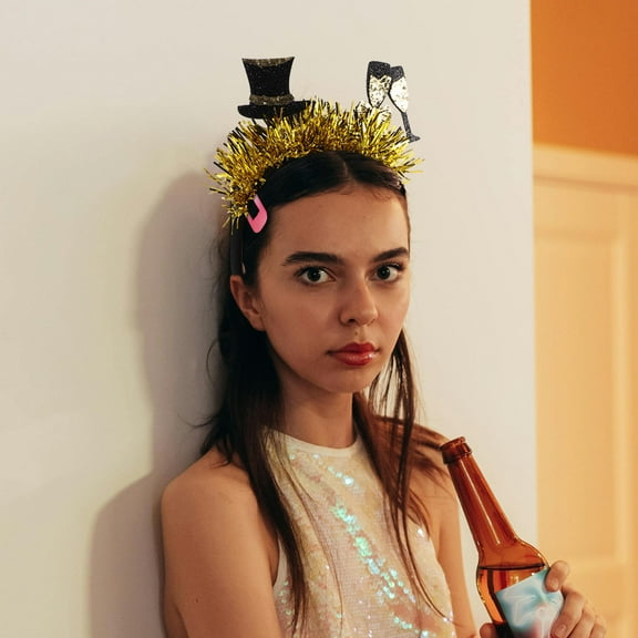 LOLIPPYY 6Pcs Glitter New Year Headbands Star Hairband Design Festive Headwear for New Years Eve Celebration