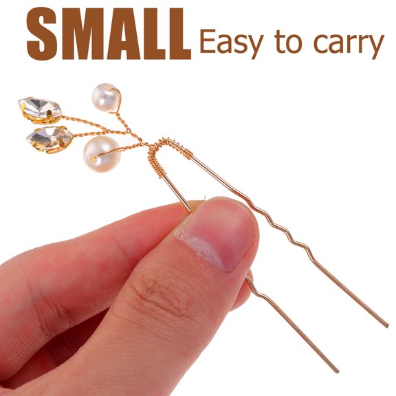 LOLIPPYY 6Pcs Golden Alloy Wedding Hairpin with Rhinestone and Decor for Brides