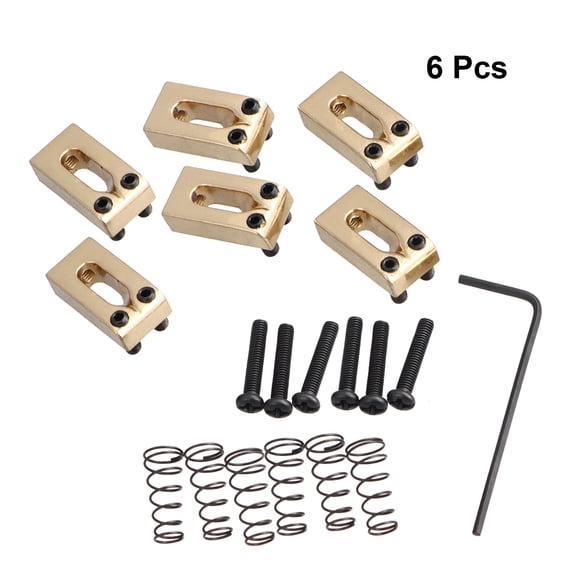 LOLIPPYY 6Pcs Golden Metal Electric Guitar Tremolo Bridge Saddles Improve Tone Prevent String Breakage 1.80X1.00X0.50CM