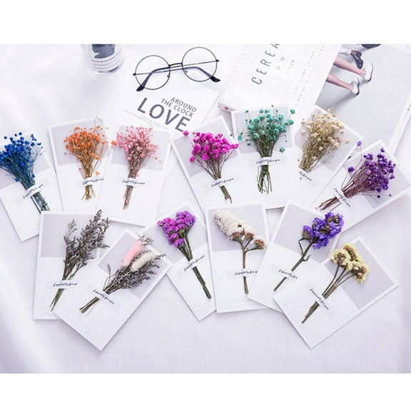 LOLIPPYY 6Pcs Handmade Pink Greeting Cards with Dried Flower Design for Birthday Invitation