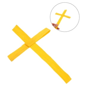 LOLIPPYY 6Pcs Yellow Handcrafted Palm Cross for Easter and Church Wall Decor
