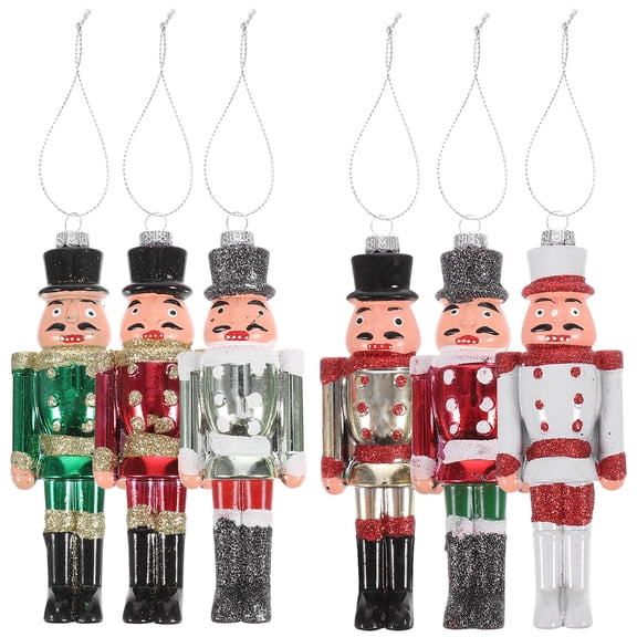 LOLIPPYY 6Pcs Hanging Christmas Nutcracker Ornaments Plastic Xmas Tree Pendants for Holiday Decor
