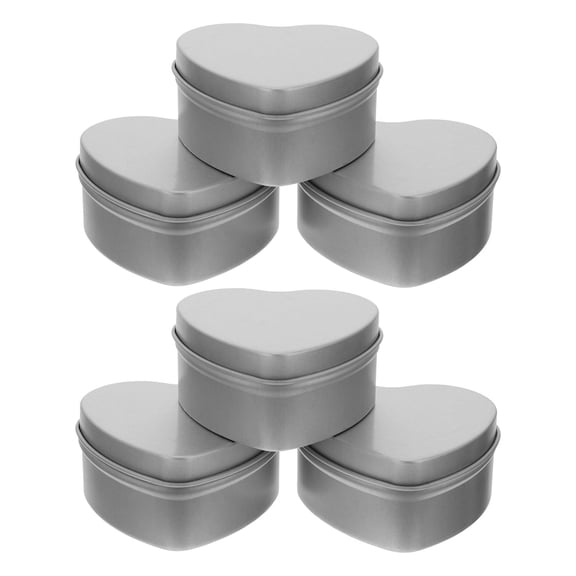 LOLIPPYY 6Pcs Heart Tin Container Silver Storage for DIY Projects Multipurpose Uses Friends