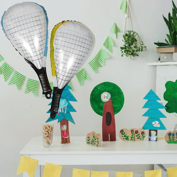 LOLIPPYY 6Pcs Inflatable Tennis Racket Balloons Easy Seal for Sports Themed Home Party Supplies