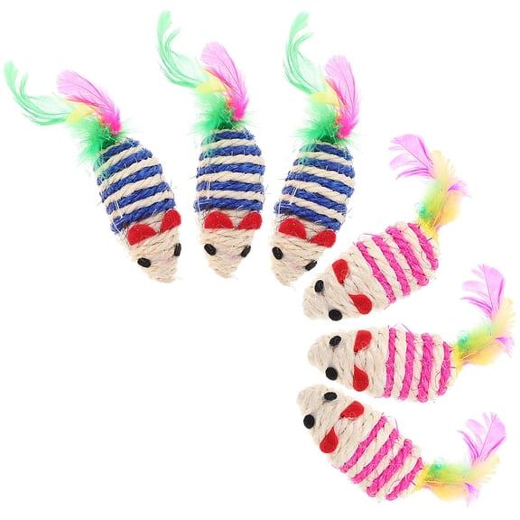 LOLIPPYY 6Pcs Kitten Catnip Mice Chew Toy Blue Teeth Cleaning Indoor Play