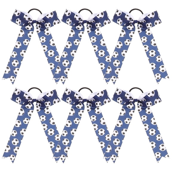 LOLIPPYY 6Pcs Large Cheerleading Hair Bows and Soccer Ponytail Holders for Sporty Looks