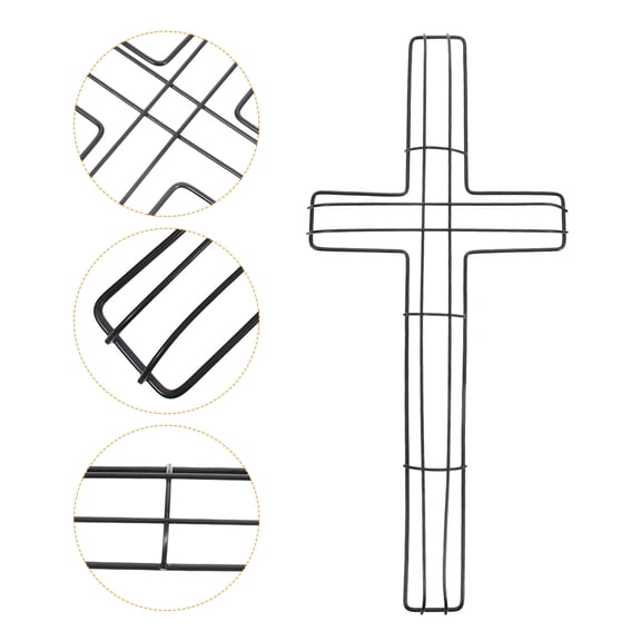 LOLIPPYY 6Pcs Metal Cross Wreath Frame Black Wire Solid Base for Christmas Holiday and Craft Projects