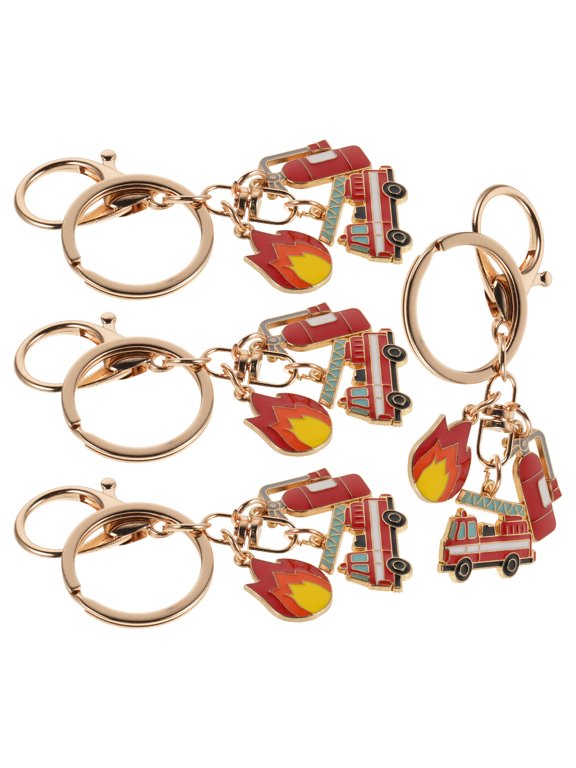 Cute Firefighter Keychains, Alloy Material, Realistic Design, 6Pcs