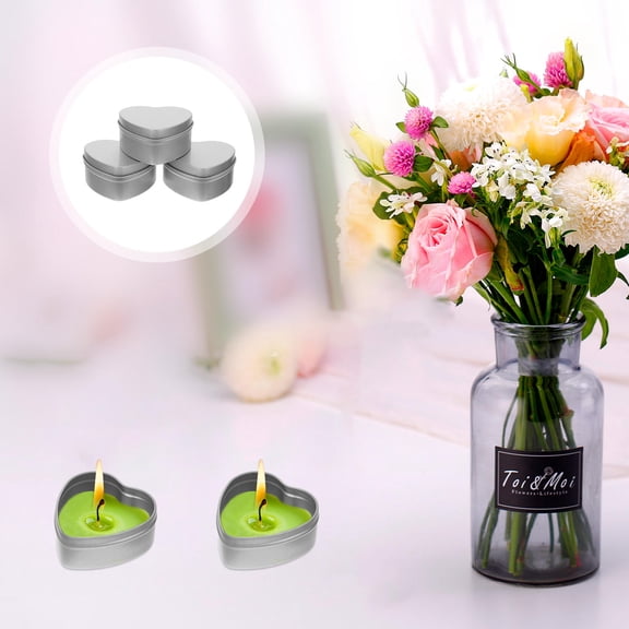 LOLIPPYY 6Pcs Metal Storage Tins Heart Shaped Organizing Small Items Silver for Gifting Friends