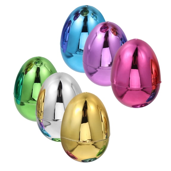 LOLIPPYY 6-Pack Metallic Plastic Easter Eggs Hollow and Fillable for Easter Party Favors, Prizes, and Festive Decorations
