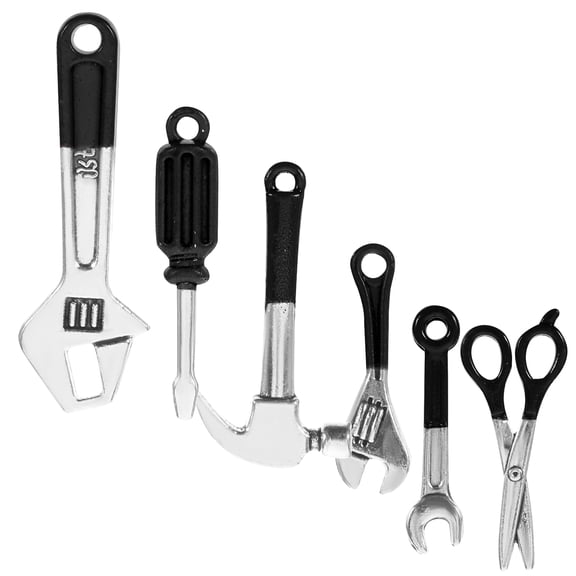 LOLIPPYY 6-Piece Miniature Dollhouse Construction Tools Set Alloy Mini Tools for Photography Props and Crafting
