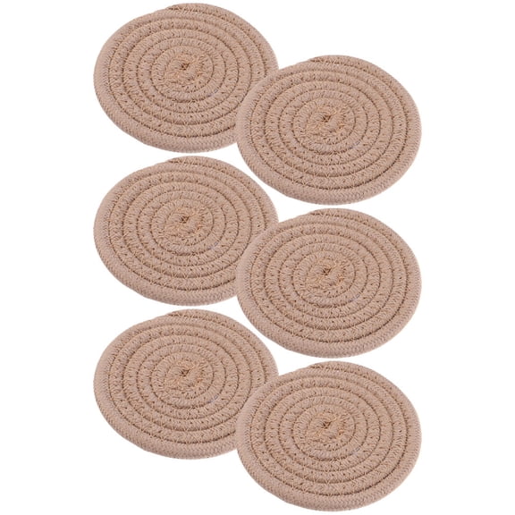 LOLIPPYY 6Pcs Natural Woven Coasters Cotton Rope Absorbent for Kitchen Use Table Decor