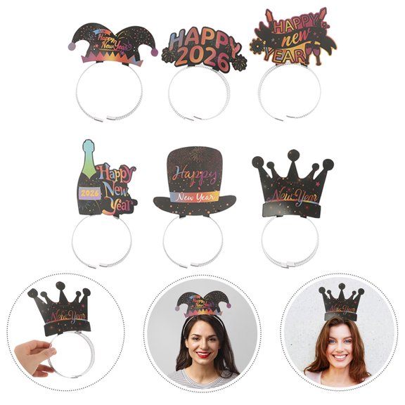 LOLIPPYY 6Pcs New Year Hair Accessories Assorted Color Comfortable Headbands for Party Decorations 2026