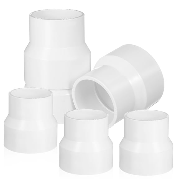 LOLIPPYY 6-Pack White PVC Reducer Coupling Adapters, Pipe Fittings for Plumbing Connections