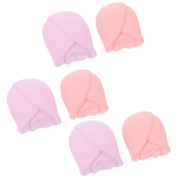 LOLIPPYY 6Pcs Pink Silicone Makeup Brush Covers Flexible Protective Sleeve for Cosmetics