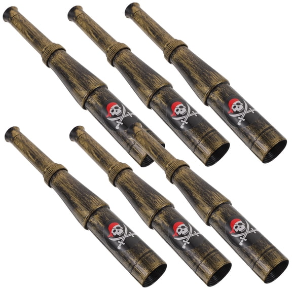 LOLIPPYY 6Pcs Pirate Party Favors Plastic Monocular Telescopes Coffee Color Small Portable Decorative Props