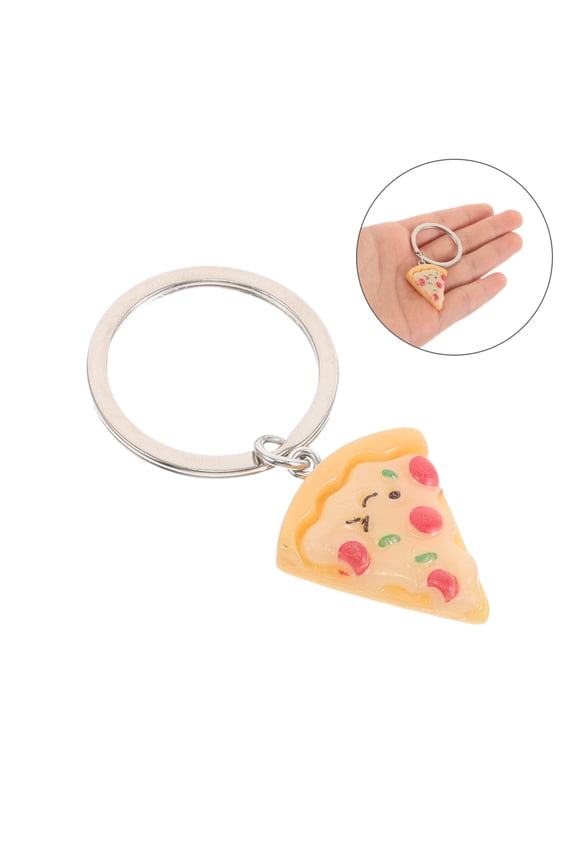 6Pcs Pizza Jewelry Keychains Creative Metal Key Rings for Friends Home and Travel