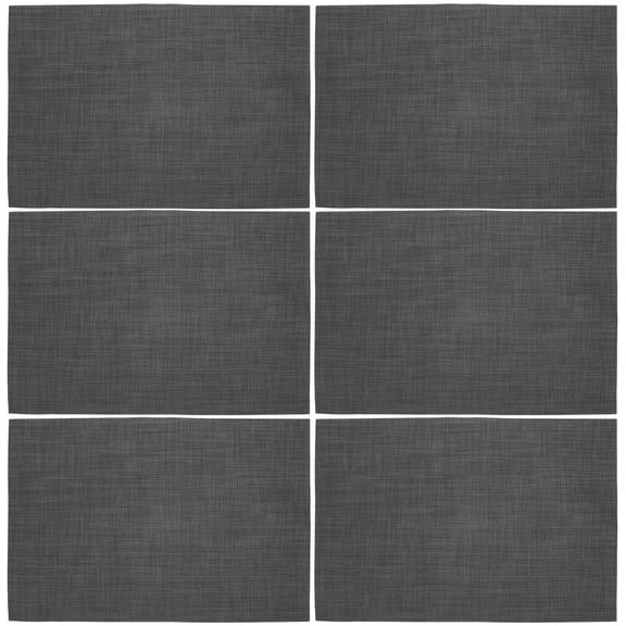 LOLIPPYY 6Pcs Placemats Black PVC Heat Resistant Rectangle For Tables