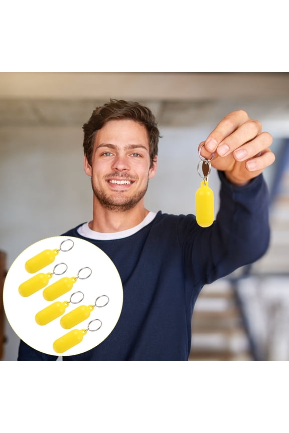 6Pcs Plastic Floating Key Chain for Boating with Yellow Color and Durable ABS