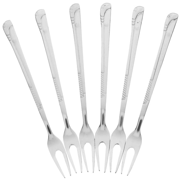 LOLIPPYY 6Pcs Plated Silver Dessert Forks Stainless Steel for Fruit Salad Serving and Party Use
