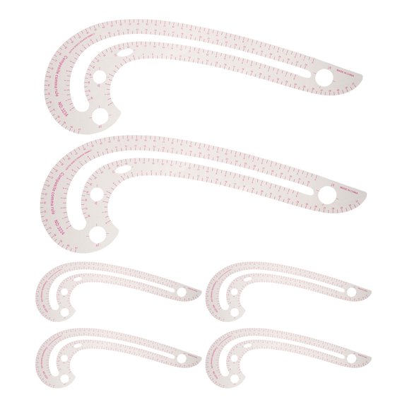 LOLIPPYY 6Pcs Plated Silver Plastic Flexible Drafting Rulers for Sewing Garment Design and Pattern Making