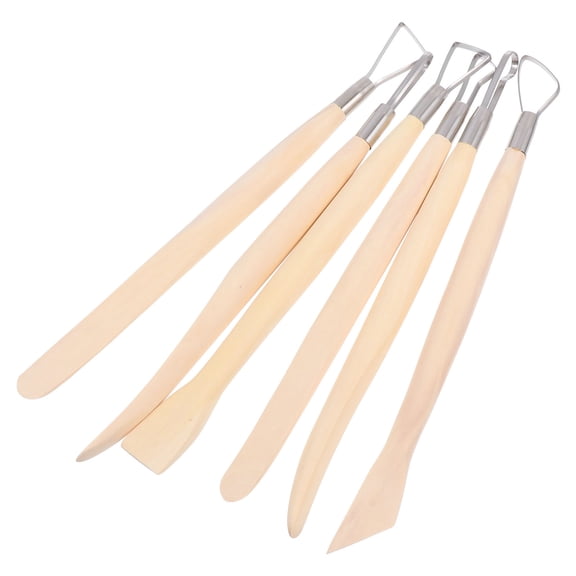 Alasum 6Pcs Clay Smoothing Tool Wood for Beginners Sculpting Pottery Craft Supplies