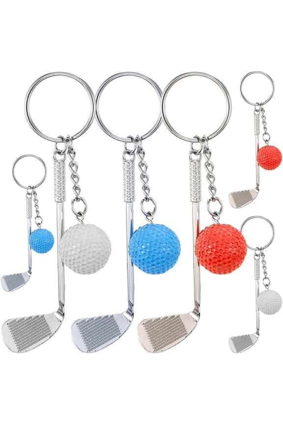 6Pcs Practical Golf Pole Keychain with Assorted Colors for Car Key Holding and Decorative Use