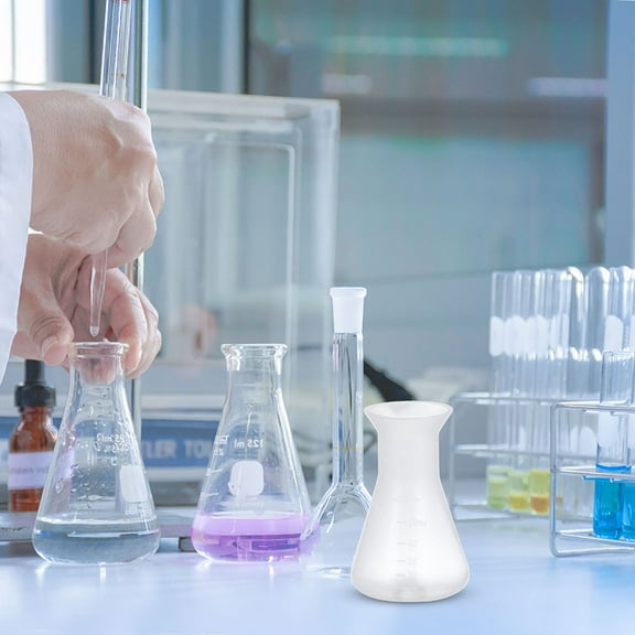 LOLIPPYY 6Pcs Professional Erlenmeyer Plastic Flask for Chemistry Research with Clear Scale