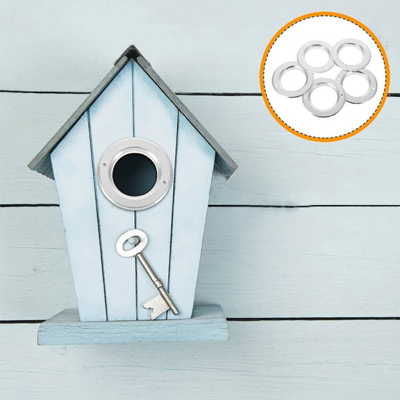 LOLIPPYY 6Pcs Protective Aluminum Rings for Bird Nest Boxes Parrot House Hole Guards Plated Silver