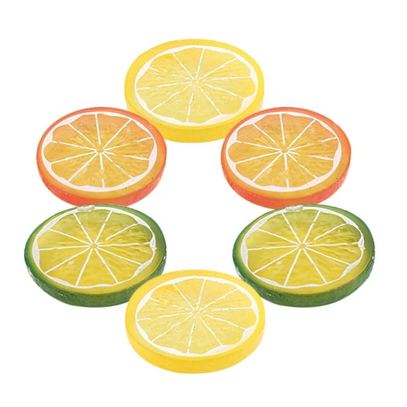 LOLIPPYY 6Pcs Realistic Artificial Lemon Slices Photography Props Safe PVC for Home Restaurant Decor