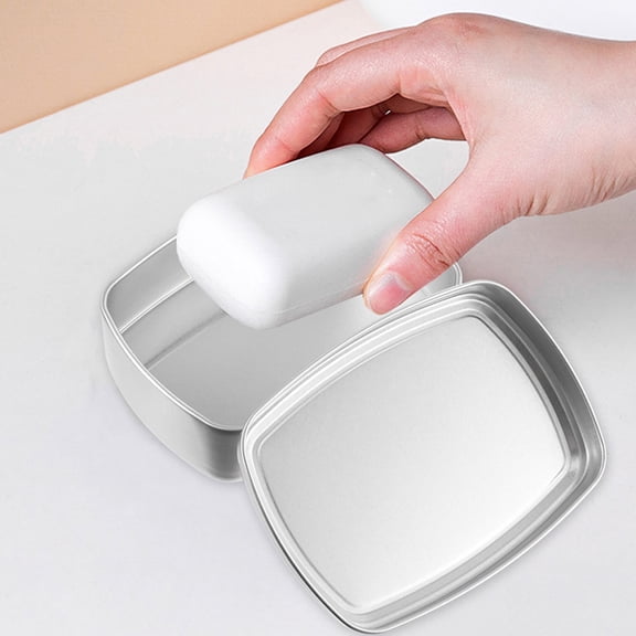 LOLIPPYY 6Pcs Rectangular Aluminum Soap Boxes Durable Plated Silver Metal Storage Cans with Sealed Lid