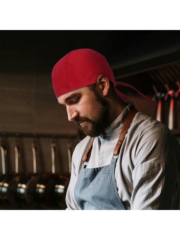 Adjustable Red Cotton Chef Caps for Kitchen and Restaurant Use