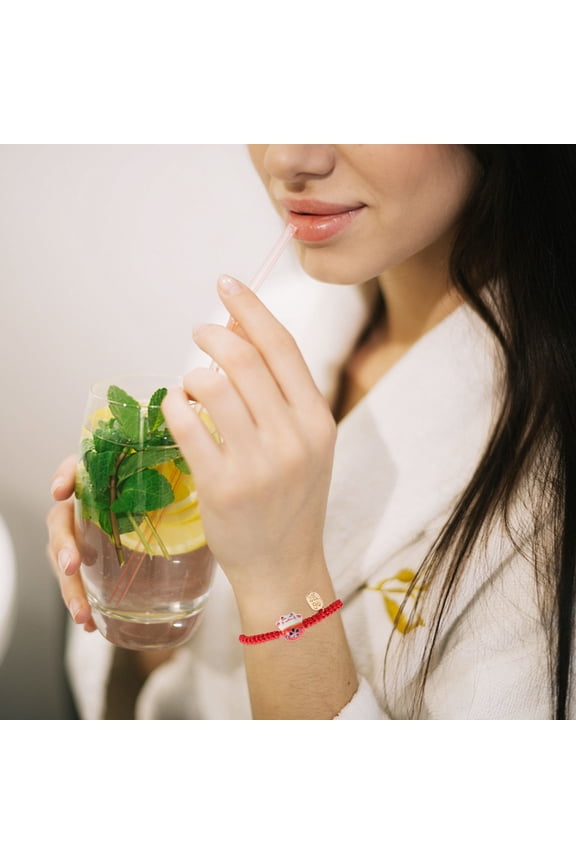 6Pcs Red Rope Bracelet Woven String Cat Design Smooth Surface Wrist Decor