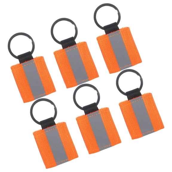 LOLIPPYY 6Pcs Reflective Key Rings Orange Double Sided Light Emitting Pendants for Night Use