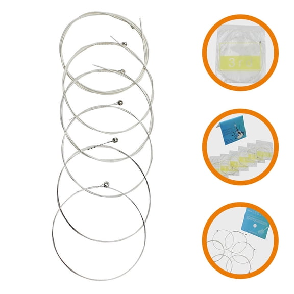 LOLIPPYY 6Pcs Replacement Guitar Strings Acoustic Steel Strings for Bass Folk and Music Instrument Use