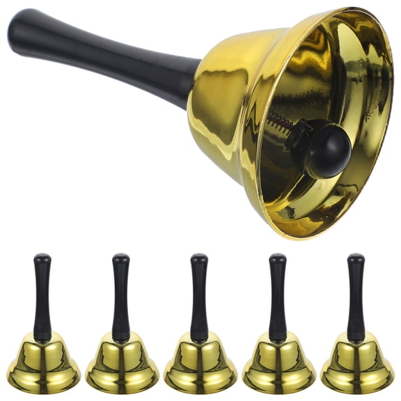 LOLIPPYY Set of 6 Retro Golden Metal Table Bells Handmade for Hotel, Restaurant, Bar, and Home Decoration