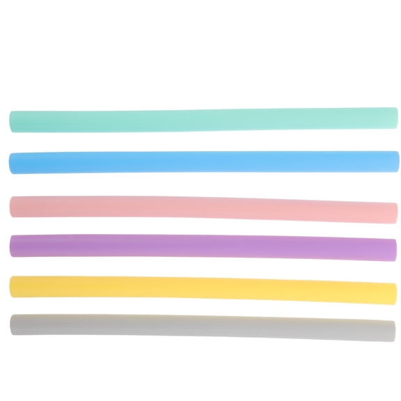 LOLIPPYY 6Pcs Reusable Silicone Drinking Straws Assorted Colors Washable Smoothie Party Supplies