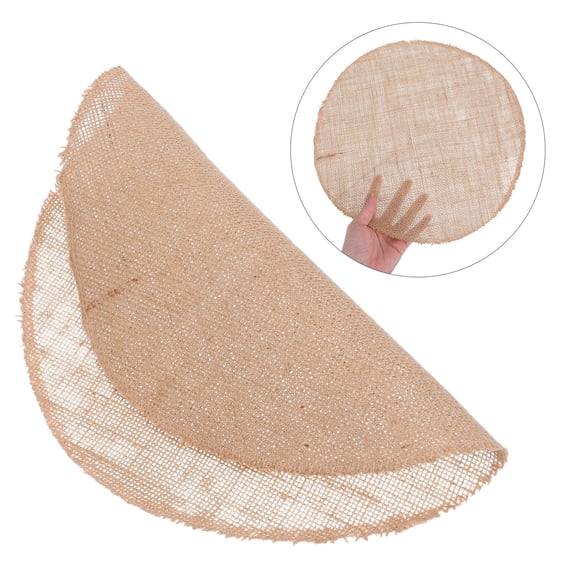 LOLIPPYY 6Pcs Round Natural Burlap Placemats Light Brown Linen Cloth Washable Rustic Table Set
