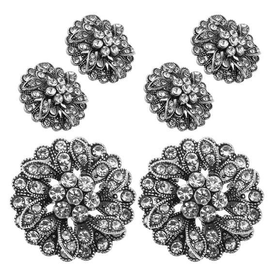 LOLIPPYY Set of 6 Round Metal Rhinestone Buttons for Vintage Sewing and Apparel Projects