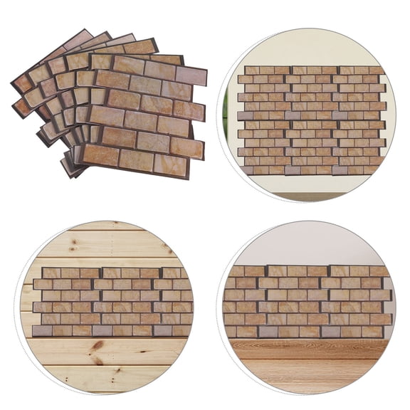 LOLIPPYY 6Pcs Self Adhesive Brown Brick Wall Panels PVC Waterproof for Living Room and Kitchen