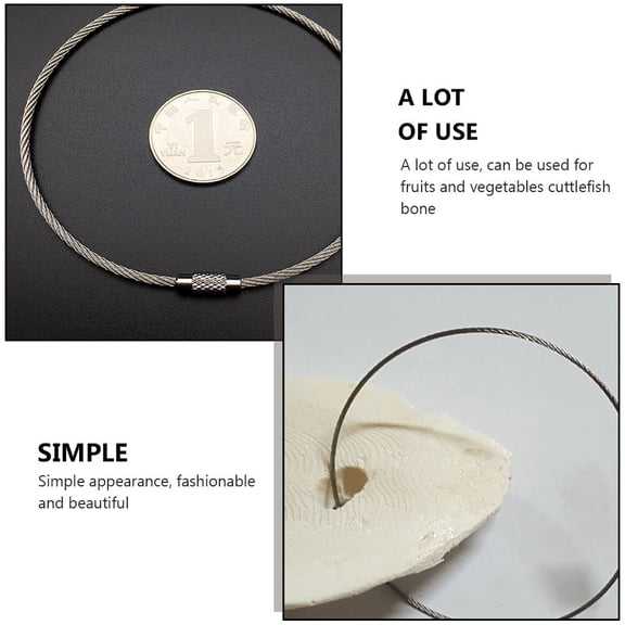 LOLIPPYY 6Pcs Simple Style Wall Hanging Hooks Stainless Steel Wire Rope Silver