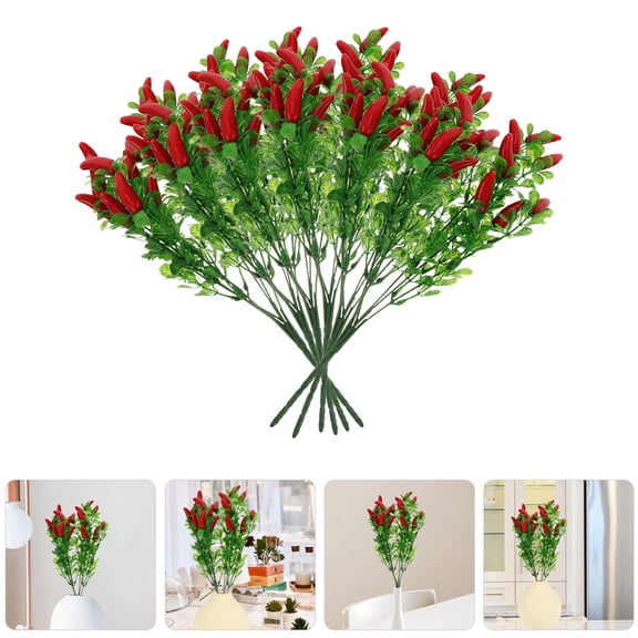 LOLIPPYY 6Pcs Simulated Chili Bunches Plastic Vegetable Stems for Home Decor Display