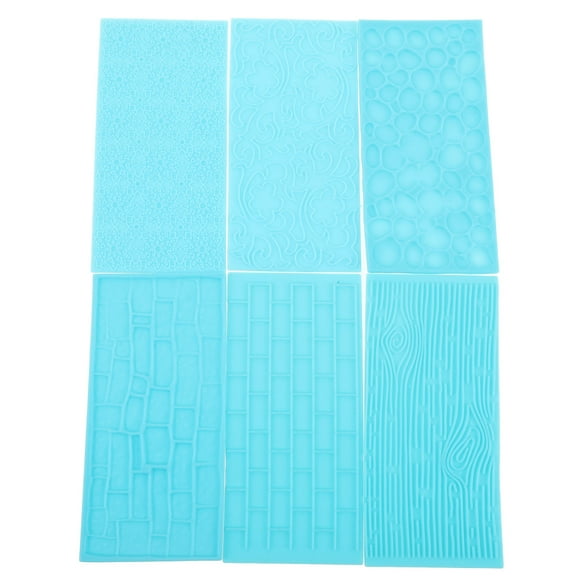 LOLIPPYY 6Pcs Sky Blue Clay Texture Impression Mat for DIY Craft Durable Embossed Pottery Printing Tool
