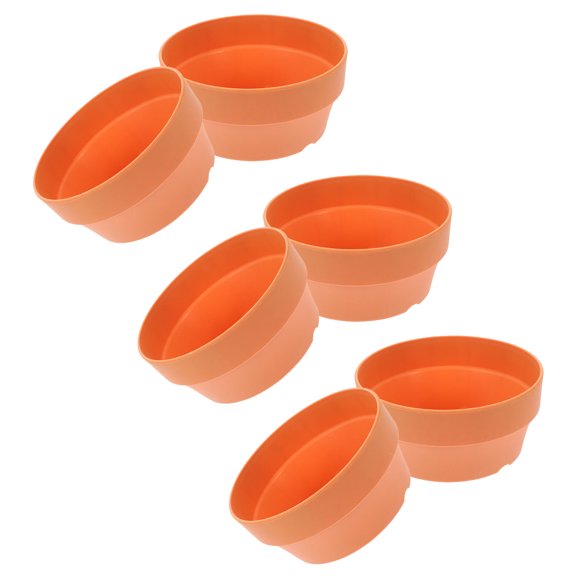 LOLIPPYY 6Pcs Small Plastic Plant Pot Orange Durable Plastic Flower Container for Home and Garden