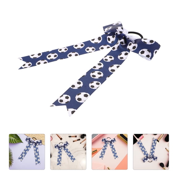 LOLIPPYY 6Pcs Soft Elastic Soccer Scrunchies with Pom Hair Ties for Comfortable Wear and Durability